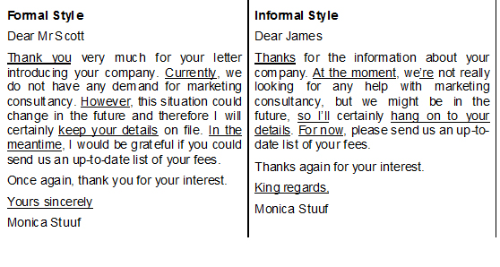 Email Exchange Formal And Informal Emails