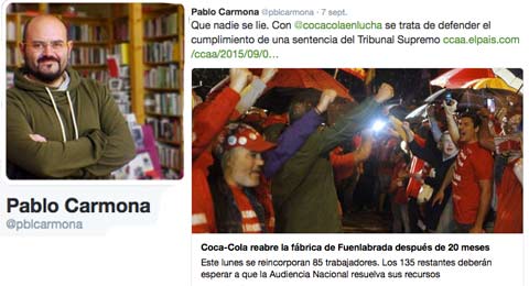 Un concejal del Ayuntamiento de Madrid impide a Coca Cola rodar un anuncio por su conflicto laboral