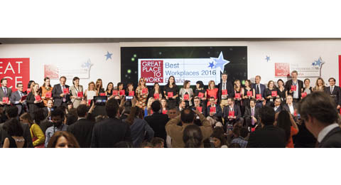 GREAT PLACE TO WORK® entrega los premios a las 50 Mejores Empresas para Trabajar en España en 2016