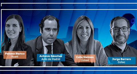 Paloma Blanco (Hyatt), Antonio Sánchez (Ayuntamiento de Madrid), Celia Selmes (Cobee) y Jorge Barrero (Cotec), ponentes del HR Innovation Summit 2022