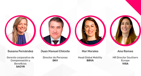 Susana Fernández (Sacyr), Juan Manuel Chicote (DKV), Mar Morales (BBVA) y Ana Romeo (VISA), speakers confirmados del 6 Congreso de Compensación y Retribución