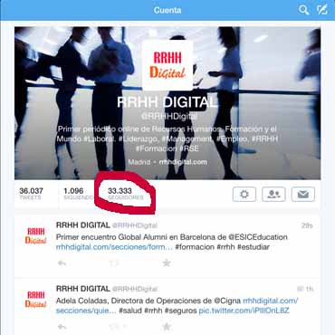 RRHHDigital.com llega a 33.333 seguidores en Twitter