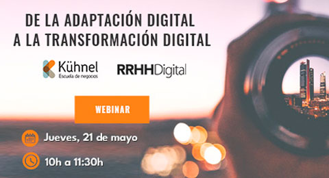 Javier Kühnel (Kühnel Escuela de Negocios), Mercedes Elipe (IMAN), Itxaso Larrañaga (SEUR), Teresa Fernández (Ibercaja) y Carlos Andreu, ponentes en el webinar 'De la adaptación digital a la transformación digital'